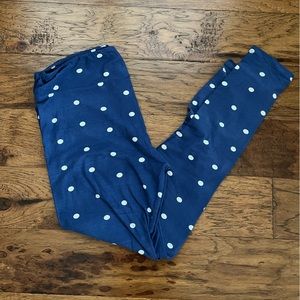 TC LulaRoe Blue & White Polkadot Leggings